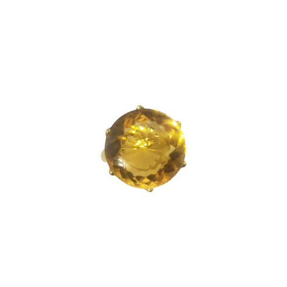 Vintage 18 Karat Yellow Gold and Synthetic Citrine Ring Size 6 #12117 - Picture 1 of 8